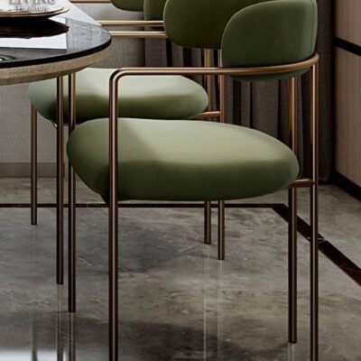 وِصال كرسي ليفينج ذهبي بمقعد أخضر مودرن فخم