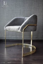 نيرو كرسي مودرن رمادي بإطار ذهبي من ليفينج