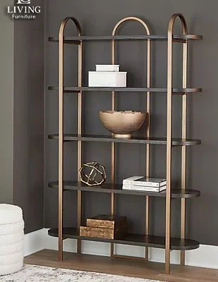 فاليز مكتبة مودرن من المعدن الذهبي والخشب