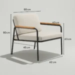 مارسيليا كرسي مودرن بيج بذراعين خشب من ليفينج - الصورة 3