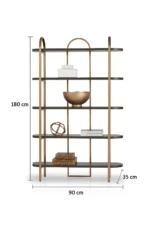 ⁦فاليز مكتبة مودرن من المعدن الذهبي والخشب⁩ - الصورة ⁦5⁩