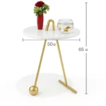 ⁦أوريون طاولة جانبية مودرن رخام أبيض من Living⁩ - الصورة ⁦2⁩