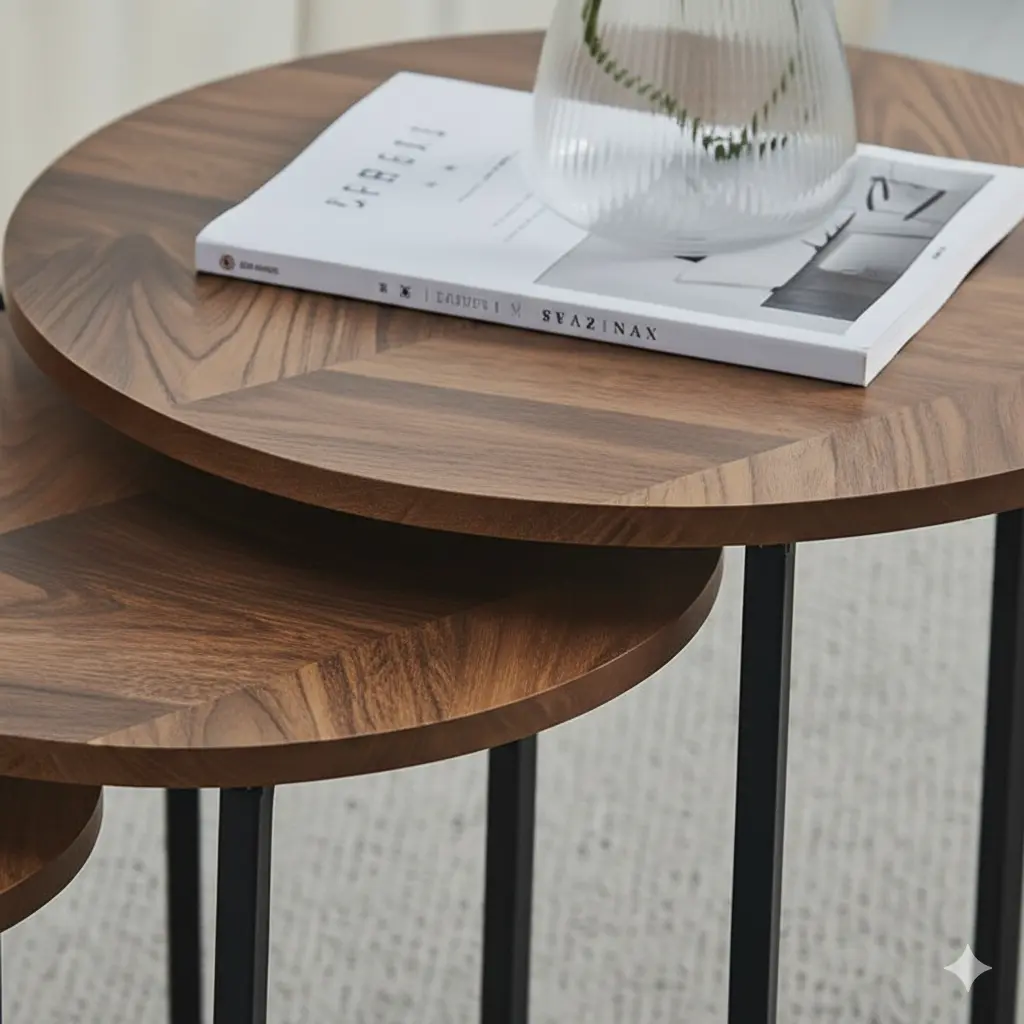 Generated Image October 01, 2025 - 1_42PM سول طقم طاولات مودرن خشب طبيعي من Living - الصورة 2