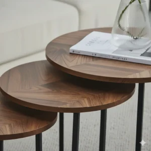 ⁦سول طقم طاولات مودرن خشب طبيعي من Living⁩ - الصورة ⁦3⁩