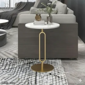 ⁦ماربل طاولة جانبية مودرن رخام أبيض من Living⁩ - الصورة ⁦2⁩