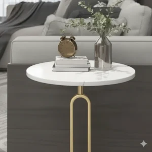 ⁦ماربل طاولة جانبية مودرن رخام أبيض من Living⁩ - الصورة ⁦3⁩