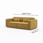 عنبر كنبة ليفينج ذهبية مودرن بتصميم هندسي فخم - الصورة 3