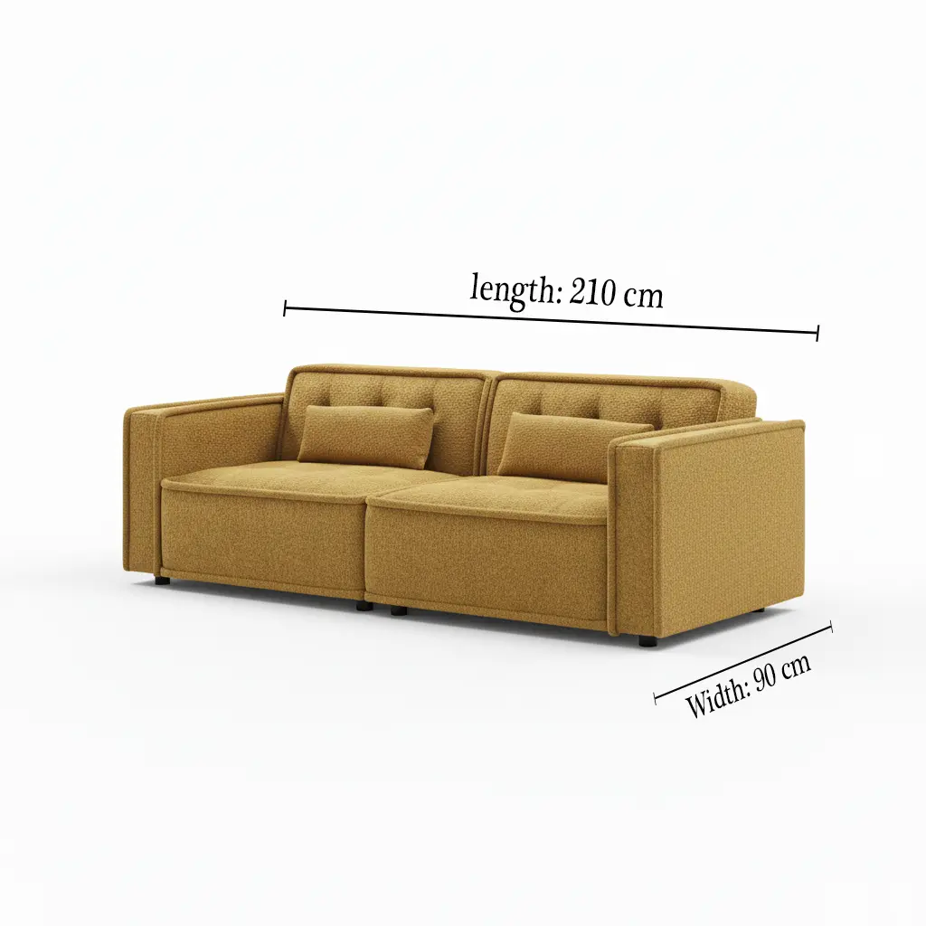 Generated Image September 24, 2025 - 12_26PM عنبر كنبة ليفينج ذهبية مودرن بتصميم هندسي فخم - الصورة 3