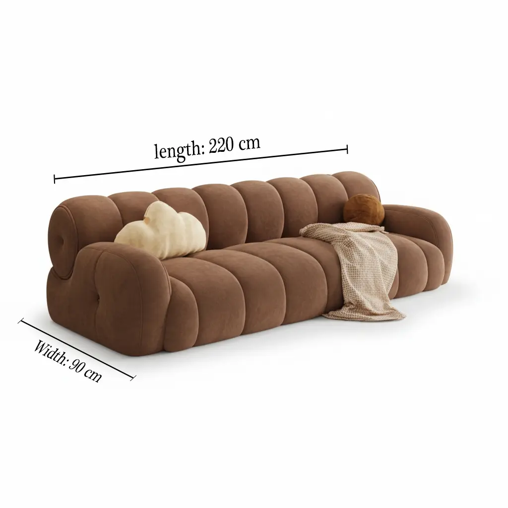 Generated Image September 24, 2025 - 12_57PM بنبون كنبة براون مودرن فوم ناعم بتصميم مريح