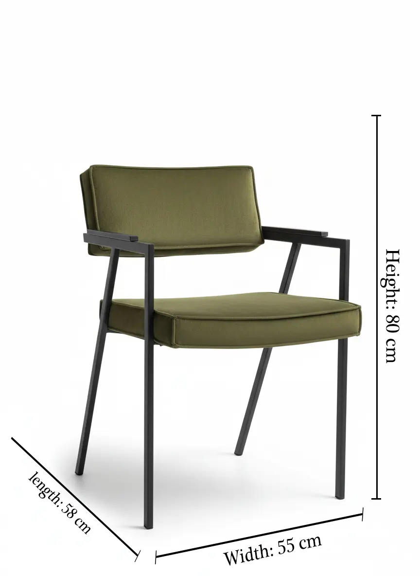 Generated Image September 28, 2025 - 12_55PM أورو كرسي مودرن – إطار معدني ومقعد مخملي - الصورة 4