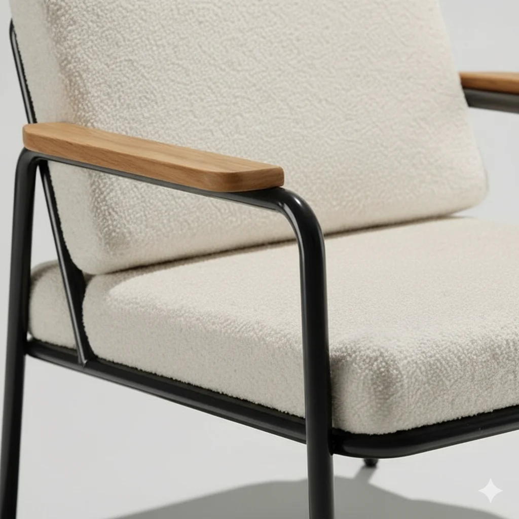 Generated Image September 28, 2025 - 3_05PM مارسيليا كرسي مودرن بيج بذراعين خشب من ليفينج - الصورة 4