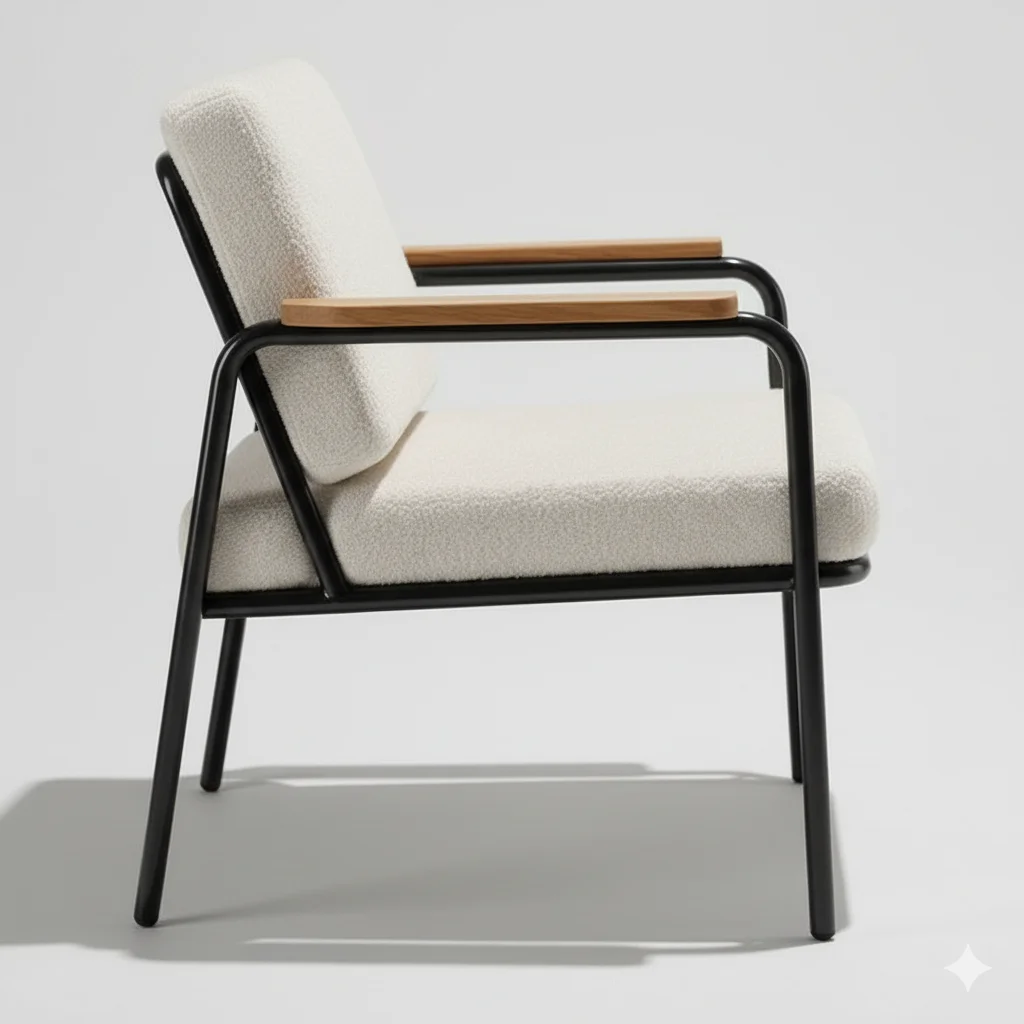 Generated Image September 28, 2025 - 3_06PM مارسيليا كرسي مودرن بيج بذراعين خشب من ليفينج - الصورة 5