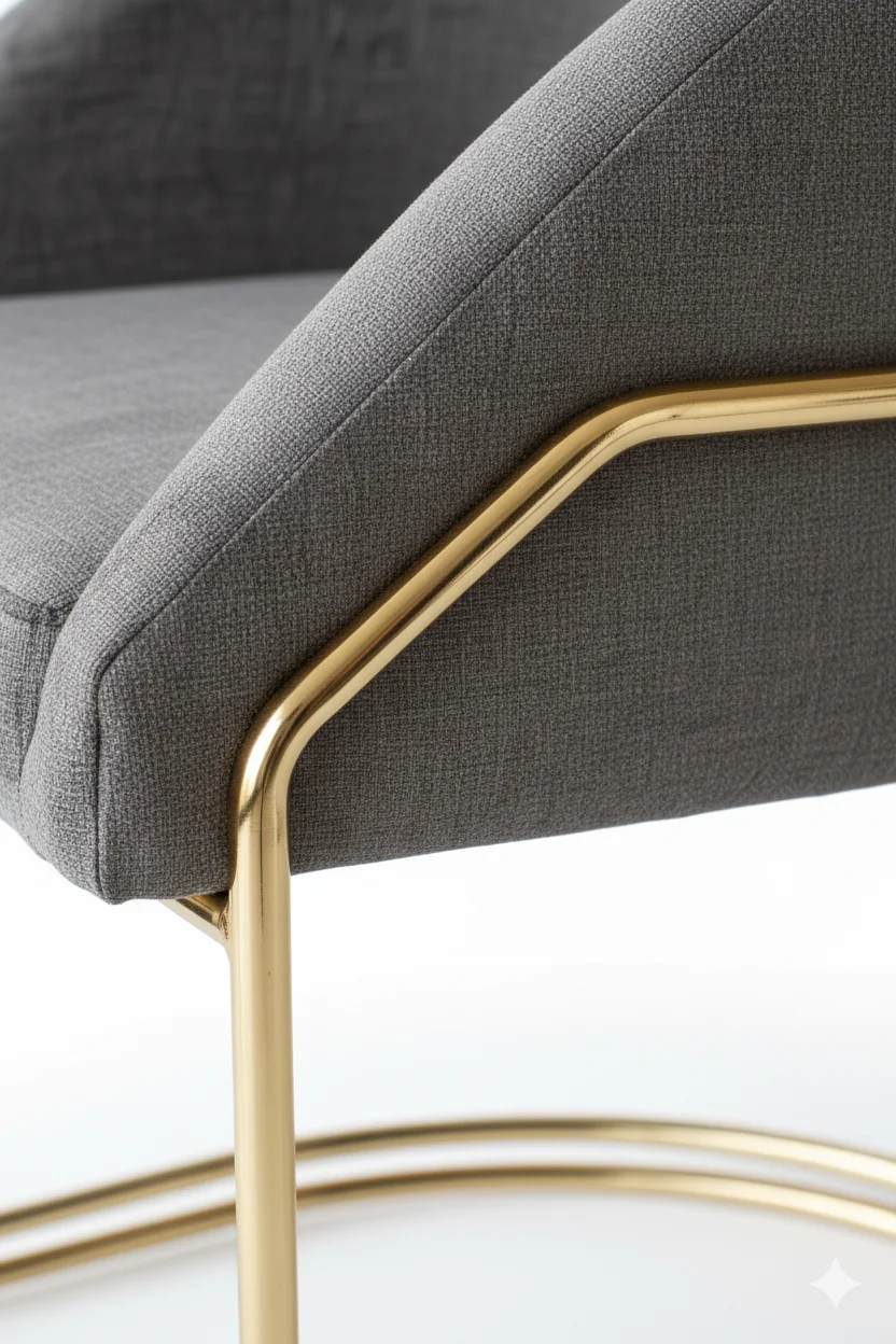 Generated Image September 28, 2025 - 3_55PM نيرو كرسي مودرن رمادي بإطار ذهبي من ليفينج - الصورة 5