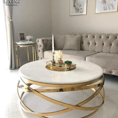 إلينا طاولة قهوة مودرن رخام أبيض من Living