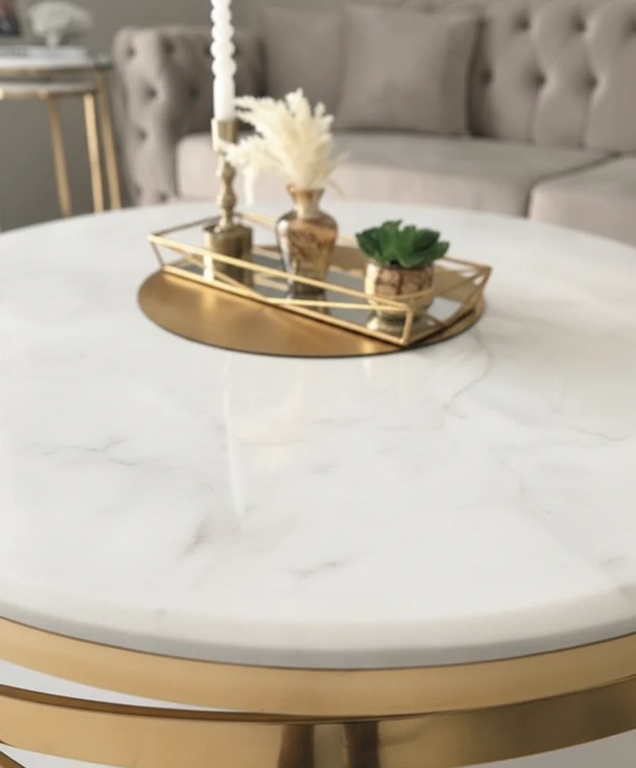 إلينا طاولة قهوة مودرن رخام أبيض من Living (2) إلينا طاولة قهوة مودرن رخام أبيض من Living - الصورة 2