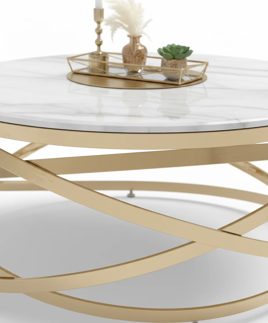 إلينا طاولة قهوة مودرن رخام أبيض من Living (4) إلينا طاولة قهوة مودرن رخام أبيض من Living - الصورة 4