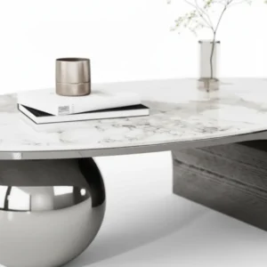 ⁦سفيرا طاولة قهوة مودرن رخام أبيض من Living⁩ - الصورة ⁦4⁩