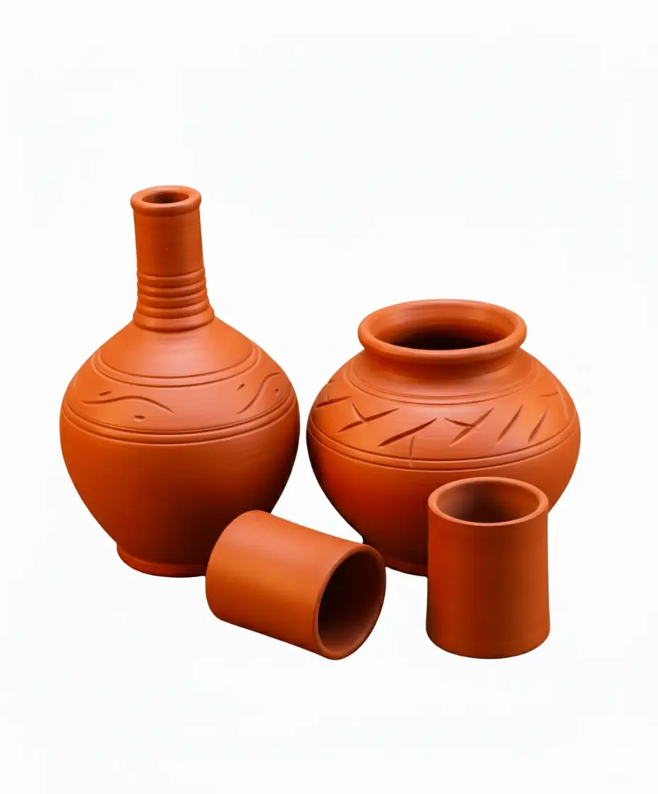 طقم 2 قُلّة فخار + 2 كوب من الطمي الأسواني الطبيعي (3) طقم 2 قُلّة فخار + 2 كوب من الطمي الأسواني الطبيعي - الصورة 3