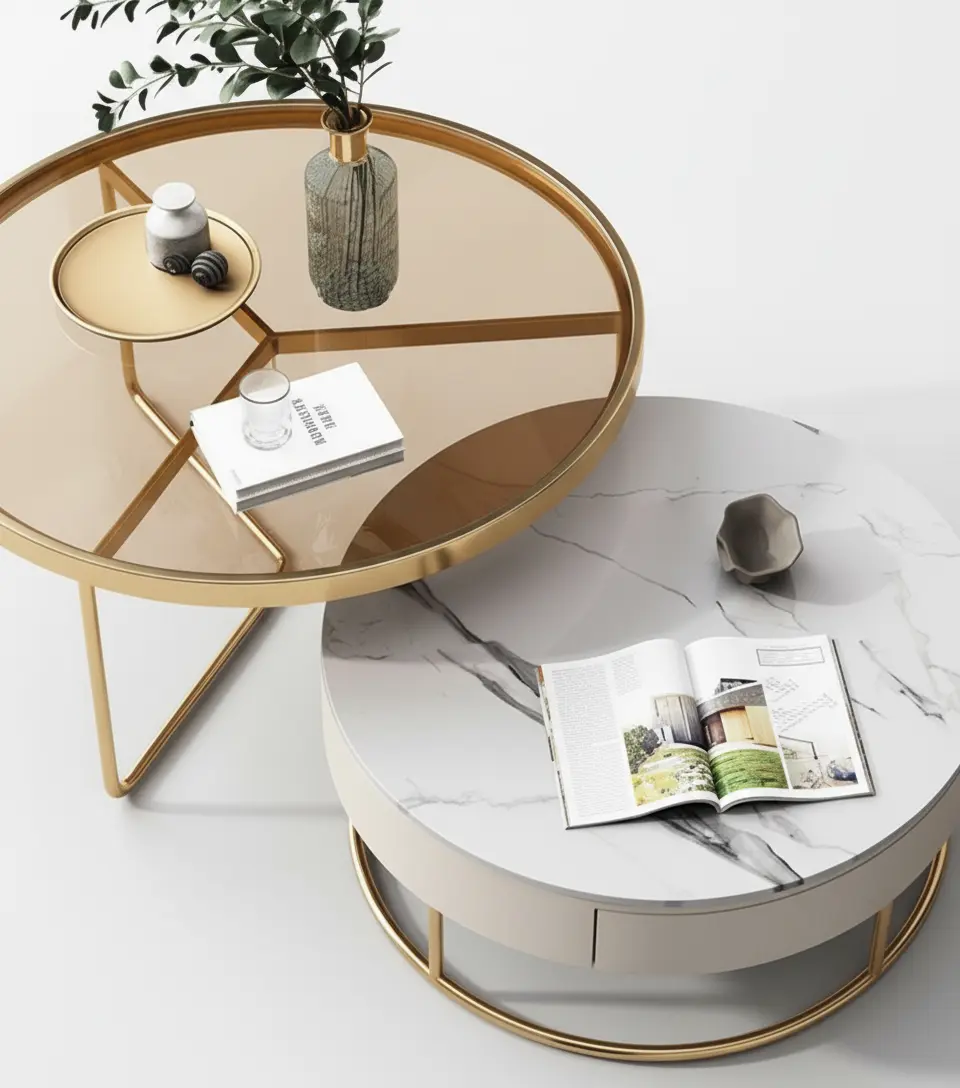 كليو طقم طاولات مودرن رخام وزجاج من Living (3) كليو طقم طاولات مودرن رخام وزجاج من Living - الصورة 3