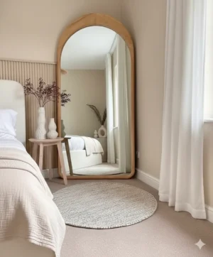 أوميليا مرايا أرضية بإطار خشبي مقوس