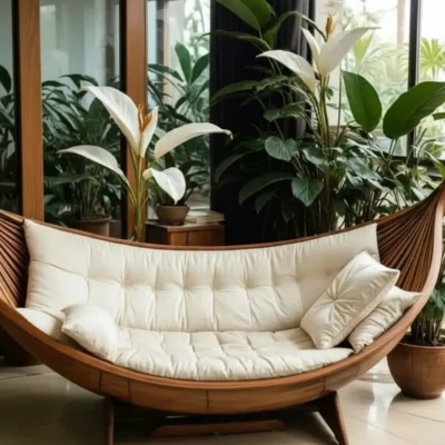 أليتشي مرجيحة خشب طبيعي بتصميم القارب من ليفينج