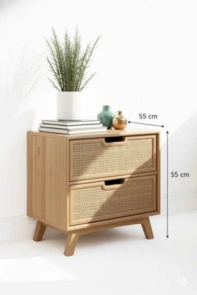 أرونا كومود جانبي بنقشة راتان وتصميم عصري