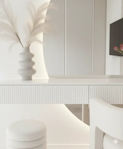 لوميير تسريحة مودرن بمرآة دائرية مضيئة وتصميم هندسي فاخر