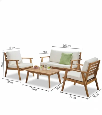 طقم ديلارا جلسة خارجية خشبية بتصميم مودرن من LIVING