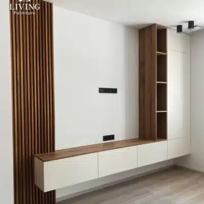 أمالفي وحدة تلفزيون مودرن بلون أبيض وخشبي أنيق