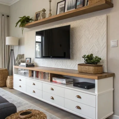 إيما وحدة تلفزيون مودرن بخزائن تخزين ورف علوي من LIVING