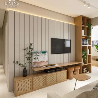 أرتورا وحدة تلفزيون ومكتبة خشبية مودرن من LIVING