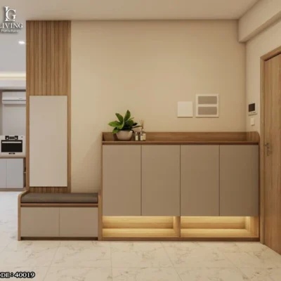 لارا جزامة مودرن بإضاءة أنيقة وخشب طبيعي