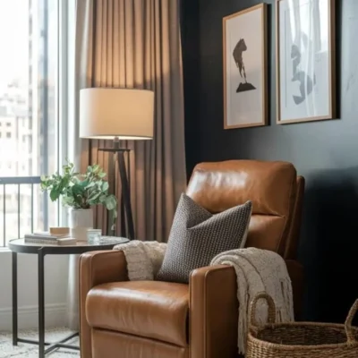 أدونيس كرسي استرخاء جلدي فاخر من LIVING