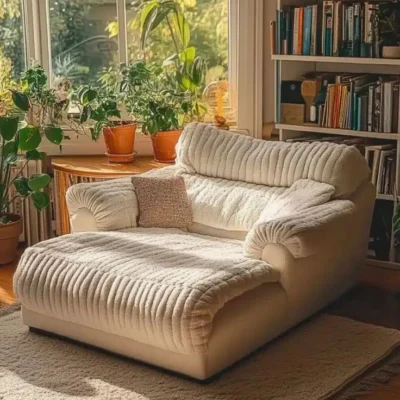 كاليبسو كرسي استرخاء فخم بمقعد واسع وخامة مخمل ناعمة من LIVING