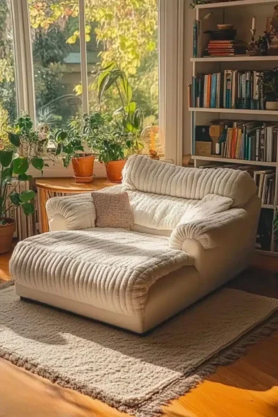 كاليبسو كرسي استرخاء فخم بمقعد واسع وخامة مخمل ناعمة من LIVING