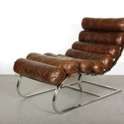 فالور كرسي استرخاء جلدي معدني من LIVING