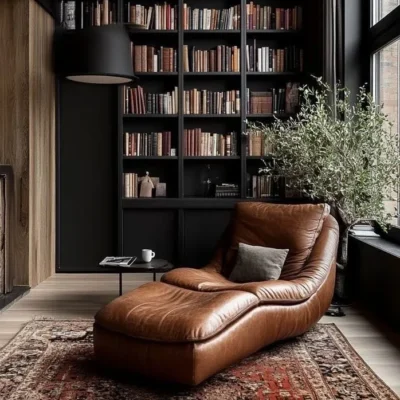 إليسيوم كرسي استرخاء جلدي فاخر من LIVING