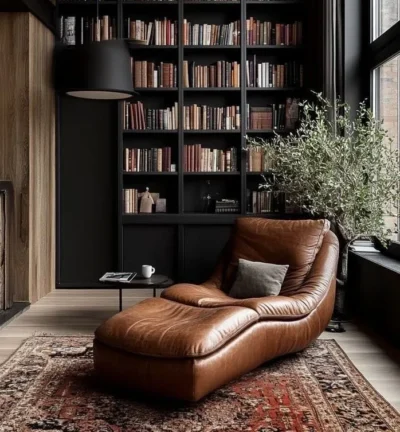 إليسيوم كرسي استرخاء جلدي فاخر من LIVING