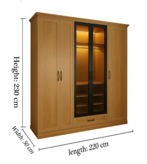 روست خزانة سلايد بواجهة زجاجية وإضاءة داخلية