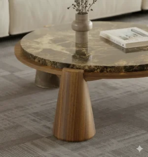 عود طاولة قهوة رخام وخشب فاخرة