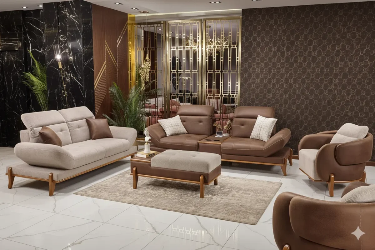 مونتارا انتريه مودرن بخامات جلد وقماش