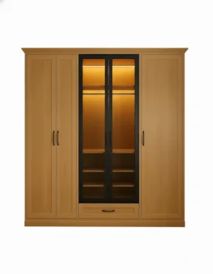 روست خزانة سلايد بواجهة زجاجية وإضاءة داخلية