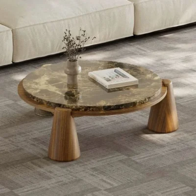 عود طاولة قهوة رخام وخشب فاخرة