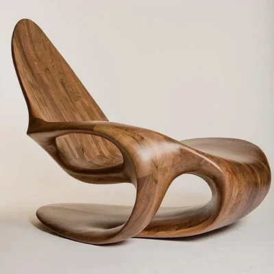 أورفين كرسي استرخاء منحوت من الخشب الطبيعي