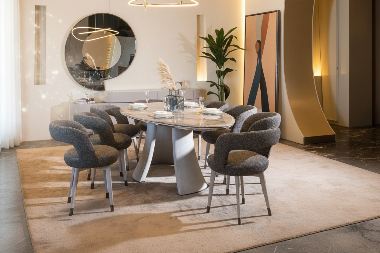 لونيـرا سفرة مودرن بيضاوية بتصميم أنيق (1) لونيـرا سفرة مودرن بيضاوية بتصميم أنيق